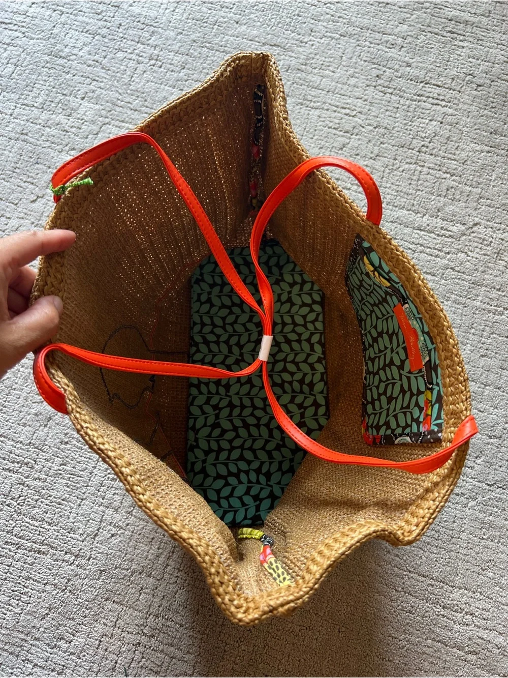 Vera Bradley Large Straw Bird Tote, Flower Shower